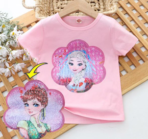 Áo thun cotton kim sa lật vuốt đổi màu công chúa elsa anna dễ thương cho bé gái. size 110-140, bé  15-30kg, chất thun cotton 4 chiều mịn mát, form vừa thoải mái, hình kim sa vuốt đổi màu họa tiết công chúa elsa thỏ tím mà các bé yêu thích, hàng hiệu Rich Lai Quảng châu loại 1 cao cấp, 100% như hình </Br>
bảng size tham khảo </Br>
110: 13-16kg </Br>
120: 16-19kg </Br>
130: 20-23kg </Br>
140: 24-28kg </Br>
