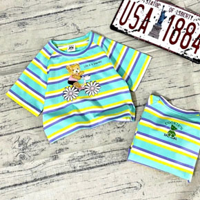 Áo thun cotton croptop sọc thêu gấu và hoa cho bé gái. size 7-15, tương ứng bé 10-22kg </Br>
* vải thun cotton sọc dệt 4 chiều, co dãn tốt, thấm mồ hôi, màu xanh sọc thêu gấu và hoa </Br>
* From áo croptop , hình in dễ thương </Br>
* hàng QC loại 1, 100% như hình </Br>
Bảng size tham khảo </Br>
7: 10-12kg </Br>
9: 13-15kg </Br>
11: 15-17kg </Br>
13: 17-20kg </Br>
15: 20-24kg </Br>
