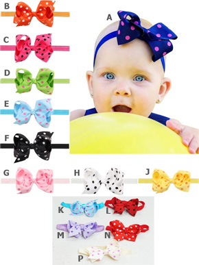 Băng đô nơ chấm bi nhiều màu cho bé gái. freesize bé 6 tháng đến 6 tuổi