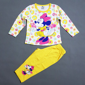 Bộ thun bé gái tay dài in chuột mickey dễ thương. size 1-12t, bé 10-36kg, vải thun cotton 4 chiều mềm mại, thoáng mát, thấm hút mồ hôi, hình in chìm không bong tróc chuột mickey cho bé gái giấc ngủ ngon, Việt Nam
