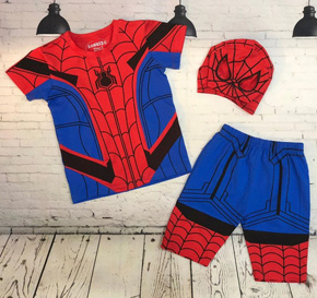 Bộ thun cotton mềm mát hóa trang người nhện Spiderman kèm mặt nạ. size 3-105, bé 13-43kg, thun cotton 4 chiều mềm mại, thoáng mát, co dãn tốt, hình in chìm người nhện, phiên bản mới " Spiderman comming home, Người nhện trở về nhà", set gồm áo thum, quần thun, mặt nạ cho bé, Việt Nam</Br>
bảng size tham khảo
