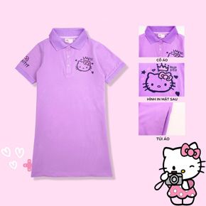 Đầm thun cotton  mềm mát cổ bẻ from suông in kitty cho bé gái 20-50kg. size 6,8.10.12.14.16 cho bé gái 20-50kg </br>
Chất liệu thun cotton 4 chiều mềm mát, hàng loại 1, cổ bẻ thể thao </br>
đầm form suông, kiểu dáng thể thao, in kitty 2 mặt trươc sau cho bé gái, đầm có xẻ túi </br>
bé kết hợp sandal hay giày thể thao, đi học, đi chơi, đi du lich dều đẹp </br>
Mẫu đầm mà các bé tuổi teen, 8-15 tuổi rất yêu thích</br>
Bảng size tham khảo </br>
6: 19-23kg </br>
8: 24-26kg </br>
10: 27-30kg </br>
12: 31-35kg </br>
14: 36-40kg </br>
16: 41-50kg </br>
gia 190-210k tùy size