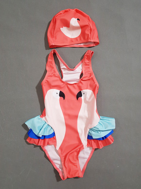 Bộ đồ bơi liền thân bikini hồng 2 con hạc dễ thương bé gái. size S, M, L bé 11-16kg, vải đồ bơi chuyên dụng dày dặn, không thấm nước, co dãn tốt, họa tiết 2 chú hạc dễ thương cho bé gái nhỏ di biển đi bơi, hàng Quảng Châu loại 1 100% như hình