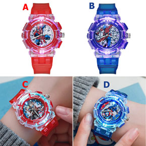 Đồng hồ hoạt hình người nhện người sắt đội trưởng mỹ spiderman chớp đèn sáng cho bé trai. Sản phẩm cao cấp, an toàn cho bé yêu, chất liệu nhựa cao cấp, mặt kính bền,  thời trang.</br>
✔️Đồng hồ hoạt hình spiderman là sự kết hợp dễ thương giữa mặt đồng hồ ngộ nghĩnh với dây đeo cùng nhiều màu sắc bắt mắt phù hợp với trẻ em, vừa có tác dụng xem giờ và là phụ kiện dành cho bé.Sản phẩm dây được làm từ da PU có khả năng uốn cong tùy ý.Màu sắc đa dạng, thiết kế ngộ nghĩnh, ngoài chức năng xem giờ. Dễ kết hợp với nhiều loại trang phục khác nhau của bé.Có nhiều mẫu dành cho bé trai : spiderman, captain americam, người sắt ultraman....Là quà tặng ý nghĩa dành cho bé yêu nhà bạn. </br>
✔️Món đồ chơi mới luôn mang đến cho trẻ sự phấn khích và hào hứng.
✔️Đồng hồ đeo trên tay giúp cho bé yêu đeo thêm xinh xắn, còn vừa là món đồ chơi giúp bé rèn luyện thêm trí thông minh và khám phá.</br>
✔️Có hình nhân vật các bé yêu thích, màu sắc đa dạng tha hồ chọn lựa, có chức năng xem giờ </br>
✔️Sản phẩm bên ngoài rất đáng yêu và ngầu hơn cả hình.</br>

✔️Đèn LED phát sáng nhấp nháy bé thích mê</br>
✔️Phù hợp cho bé từ 3-10 tuổi.