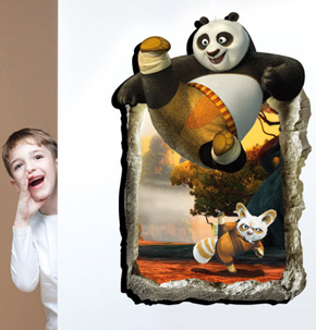 Giấy dán tường 3D Kungfu Panda gấu trúc. * Decal dán tường giúp không gian của bạn thêm phần sinh động và ngộ nghĩnh </Br>
* Phù hợp với nhiều không gian như phòng khách, phòng ngủ, phòng trẻ em,...</Br>
* Hình ảnh ngộ nghĩnh, đáng yêu mang đến không gian thật sinh động và tươi tắn cho tổ ấm của bạn.</Br>
Sản phẩm không bị phai màu, dễ dàng lau chùi và thay đổi decal mới, có thể dán trên gạch men hoặc tường.</Br>
Chất liệu keo trong cán lụa bóng, dày, độ bám dính tốt, không gây hại đến sức khoẻ, thân thiện với môi trường.</Br>
* Kích thước: 60cm x 90cm