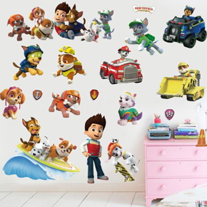 Decal dán tường paw Patrol biệt đội chó cứu hộ. Decal dán tường giúp không gian của bạn thêm phần sinh động và ngộ nghĩnh </Br>
* Phù hợp với nhiều không gian như phòng khách, phòng ngủ, phòng trẻ em,...</Br>
* Hình ảnh ngộ nghĩnh, đáng yêu mang đến không gian thật sinh động và tươi tắn cho tổ ấm của bạn.</Br>
Sản phẩm không bị phai màu, dễ dàng lau chùi và thay đổi decal mới, có thể dán trên gạch men hoặc tường.</Br>
Chất liệu keo trong cán lụa bóng, dày, độ bám dính tốt, không gây hại đến sức khoẻ, thân thiện với môi trường.</Br>
* Kích thước:  gồm nhiều hình các chú chó khác nhau, kích cõ nguyên tấm 50*70cm