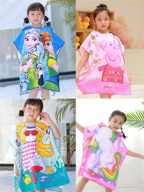 Áo choàng tắm hoạt hình elsa pony peppa tiên cá bé gái đi biển đi bơi. kích cỡ 60*120cm, cho bé 1-6 tuổi, cao 90cm-120cm. chất liệu lông mềm mại, hình sắc nét, họa tiết dễ thương , choàng cho bé gái đi biển đi bơi, 