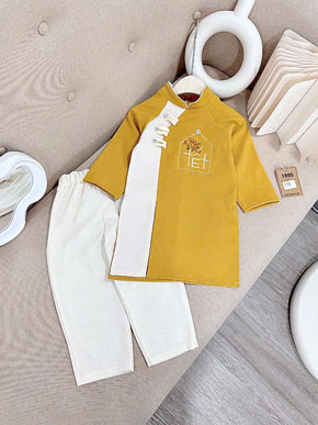 Bộ áo dài thêu chữ Tết cho bé trai nhỏ diện tết. size 1-10 cho bé từ 9-27kg </br>
Chất liệu vải nhung lì mềm mại, đứng form, thêu chử Tết, phối vải , sau lưng dây kéo dễ mặc. quần vải nhung lì màu nâu kem </br>
Áo dài cho bé trai diện tết sang chảnh </br>
bảng size tham khảo </br>
1: 9-11kg </br>
2: 11-13kg </br>
3: 12-14kg </br>
4: 14-16kg </br>
5: 16-18kg </br>
6: 17-19kg </br>
7: 19-21kg </br>
8: 21-23kg </br>
9: 23-25kg </br>
10: 25-28kg </br>

