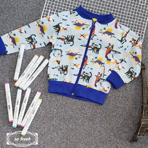 Áo khoác nhẹ kate linnen in họa tiết khủng long cá tính cho bé trai và gái. size 1-15 bé 9-35kg , vải kate linne mát, phối bo cổ bo tay mềm, co dãn, họa tiết khủng long cá tính, thích hợp cho bé khoác nhẹ , Việt Nam