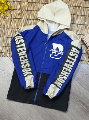 Áo khoác dù bé trai phối chữ thể thao size đại. size 9-14t, bé 24-46kg, vải gió dù che mưa nắng, 2 lớp, bên trong là lớp lưới thoáng mát, tay phối chữ thể thao cho con trai lớn, Việt Nam