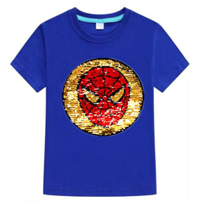 Áo thun cotton kim sa vuốt đổi màu hoạt hình người nhện. size 110-150, bé 14-42kg, vải thun cotton 100%, mềm mại, co dãn, hình đính kim sa vuốt đổi màu và đổi hình người nhện( đổi từ spiderman sang ngôi sao đội trưởng Mỹ), hàng nhập Quảng Châu loại 1 cao cấp, 100% như hình