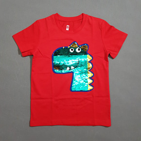 Áo thun cotton kim sa vuốt đổi màu hoạt hình khủng long. size 110-150, bé 14-42kg, vải thun cotton 100%, mềm mại, co dãn, hình đính kim sa vuốt đổi màu khủng long dễ thương, hàng nhập Quảng Châu loại 1 cao cấp, 100% như hình