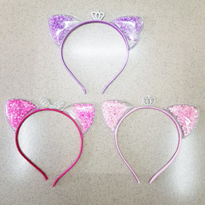 Băng đô tai mèo đính đá dễ thương cho bé gái. freesize bé 1-10t, 3 màu dễ thương cho bé gái