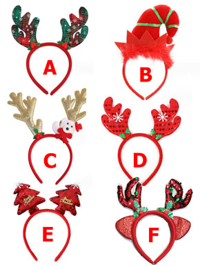 băng đô cài đầu họa tiết sừng hưu cây thông cho bé vui noel giáng sinh. Trong không khí rộn ràng se lạnh, trong tiếng chuông rạo rực báo hiệu noel và giáng sinh sắp về, cùng làm điệu cho con gái cùng chiếc băng đô cài đầu họa tiết sừng hưu cây thông nhiều màu sắc lấp lánh, dễ thương </br>
băng đô freesize sử dụng cho bé gái từ 3-12 tuổi, món quà xinh xắn đáng yêu mà bé gái nào cũng yêu thích </br>
6 màu sắc và kiểu dáng đánh dấu a,b,c,d,e,f như hình, giá từ 30-35k 1 cái