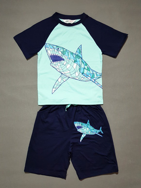 Bộ thun cotton mát mẻ tay ráp lăng in họa tiết cá mập thể thao cho bé trai. * size 6-8 đến 14-16, bé từ 23-55kg</Br>
* thun cotton mềm mại, mỏng vừa mát nhẹ,  hàng lên từ chất liệu hàng xuất, co dãn thấm mô hôi </Br>
* Họa tiết khủng long, bóng chày, cá mập,,, kiểu dáng thể thao cho bé </Br>
* ở nhà đi học đi chơi, đi đâu cũng tiện lợi, năng động tự tin cho con trai </Br>
bảng size tham khảo : </Br>
6-8: 22-26kg </Br>
8-10: 27-32kg </Br>
10-12: 33-38kg </Br>
12-14: 39-45kg </BR>
14-16: 45-55kg