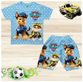Bộ thun cotton lạnh mềm mát loại 1 họa tiết paw patrol biệt đội cứu hộ bé trai