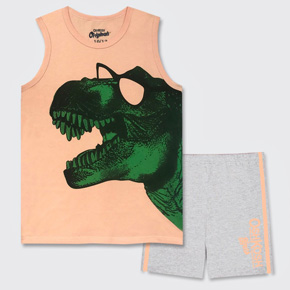 Bộ thun sát nách bé trai in khủng long size đại. size 4-14t, bé 19-50kg, thun cotton hàng xuất mềm mát, co dãn, hình in khủng long cá tính cho bé trai lớn, Việt Nam