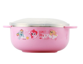 Chén ăn cách nhiệt inox 304 họa tiết Pony hồng cho bé gái. kích thước đường kính 11cm, chiều cao 5cm, chất liệu inox  304 bọc nhựa an toàn, hình in ngựa Pony đáng yêu cho bé gái, cho bé gái bữa ăn ngon miệng, mau lớn. hàng TQ xuất khẩu loại 1