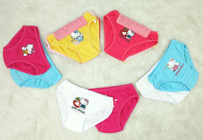 Lốc 3 quần sip tam giác in kitty cho bé gái. size 140,150.160,170,180,190 bé 14-42kg, vải thun cotton co dãn, mềm mại, an toàn, hình in kitty dễ thương cho bé gái, Việt Nam