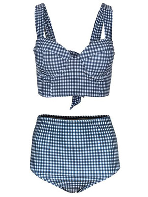 Bộ đồ bơi 2 mảnh họa tiết caro cho nữ ( người lớn 45-55kg). size M, L, XL tương ứng 45-55kg,thun polyester co dãn, không thấm nước, set gồm 2 mảnh, áo có gọng liền, quần lưng cao che rốn, che bụng, hàng nhập Quảng Châu loại 1, vải co dãn