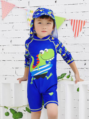 Bộ đồ bơi liền thân chống nắng tay lỡ in khủng long lướt ván kèm nón. size 80-120, bé 8-22kg, vải đồ bơi chuyên dụng, co dãn tốt, chống thấm nước, chống nắng, họa tiết khủng long dễ thương cho bé trai nhỏ đi biển đi bơi, kèm nón che nắng chống nước, hàng nhập Quảng Châu loại 1 100% như hình