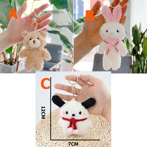 Móc khóa gấu bông thỏ xinh phụ kiện trang trí balo quần jean . Chất liệu bông mềm mại, kích thước lớn tùy từng mẫu, có khóa bạc hoac vàng đẹp </Br>
Móc khóa với những màu sắc hình thú ngộ nghỉnh , gấu , thỏ love,  thỏ xinh tai dài....</Br>
Chiếc móc khóa với nhiều tính năng thời trang </Br>
_- Xâu chìa khóa </Br>
  -Trang trí balo, túi xách  </br>
  - Trang trí váy, quan jean, quần kaki...tạo nên 1 phong cách siêu cute </Br>
  - Đồ chơi nhỏ cưng </BR>
Kích thước và mô tả </BR>
* Mẩu A, : gấu  nâu đứng:dài co 12cm </Br>
* Mẩu B, : thỏ love đứng 12cm </Br>
* Mẩu C: thỏ  tai dài  12cm </Br>

