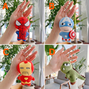 Móc khóa gấu bông siêu nhân spiderman captain khủng long phụ kiện trang trí balo quần jean. Chất liệu bông mềm mại, kích thước lớn tùy từng mẫu, có khóa bạc hoac vàng đẹp </Br>
Móc khóa với những màu sắc hình thú ngộ nghỉnh ,khủng long, siêu nhân spiderman, captain amrican, ironman....</Br>
Chiếc móc khóa với nhiều tính năng thời trang </Br>
_- Xâu chìa khóa </Br>
  -Trang trí balo, túi xách  </br>
  - Trang trí váy, quan jean, quần kaki...tạo nên 1 phong cách siêu cute </Br>
  - Đồ chơi nhỏ cưng </BR>
Kích thước và mô tả </BR>
* Mẩu A, : spiderman  dài 12cm </Br>
* Mẩu B, : captain 12cm </Br>
* Mẩu C:  ironman dài  12cm </Br>
* mẩu D, khủng long duoi dài 12cm

