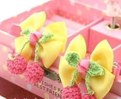 Kẹp tóc nơ kết trái cherry. bé 1-6t