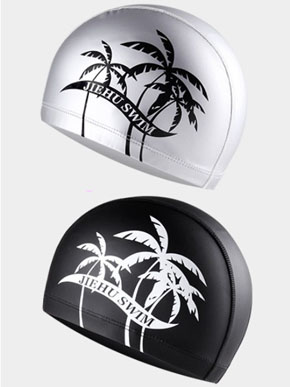 Mũ Bơi (nón bơi)Thể Thao Bằng PU Co Giãn chống nước bảo Vệ Tai cỡ người lớn. ích thước: free size (co giãn) phù hợp bé từ 9 tuổi trở lên dến người lớn </br>
Chất liệu:  PU Polyester.</br>
Chu vi vòng đầu: 53-57cm </br>
 Đặc điểm: </br>
1. Chất liệu PU cực kỳ thoải mái khi  đội, không gây bết dính cho tóc.</br>
2. Bảo vệ tai và tóc khi di bơi </br>
3. Thiết kế viền mở rộng giúp co giãn tốt hơn, mũ bơi không dễ rơi ra trong nước. .
4. Màu đen và bạc họa tiết cây dừa dể phối cùng đồ bơi </br>
