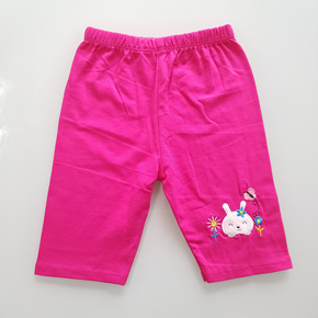 Quần lửng legging bé gái thêu thỏ và hoa. size 1-10t, bé 8-25kg, vải thun cotton 4 chiều mềm mại, co dãn tốt, hình thêu thỏ và hoa xinh xắn cho bé gái, Việt Nam