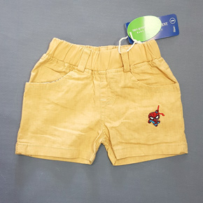 Quần short kaki bé trai nhỏ thêu người nhện. size 1-8t, bé 9-22kg, vải kaki linen mềm nhẹ, lưng thun co dản, form quần short, thêu người nhện cho bé trai, Việt Nam