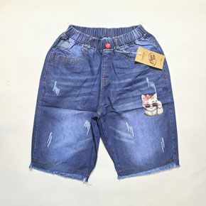 Quần lửng jean cotton co dãn in mèo dễ thưng cho bé gái. 