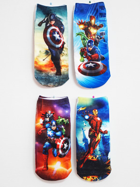 Set 2 đôi vớ hoạt hình bộ tứ siêu đẳng. freesize bé 3-8 tuổi, set gồm 2 đôi bất kỳ hình in 3d siêu nhân bay