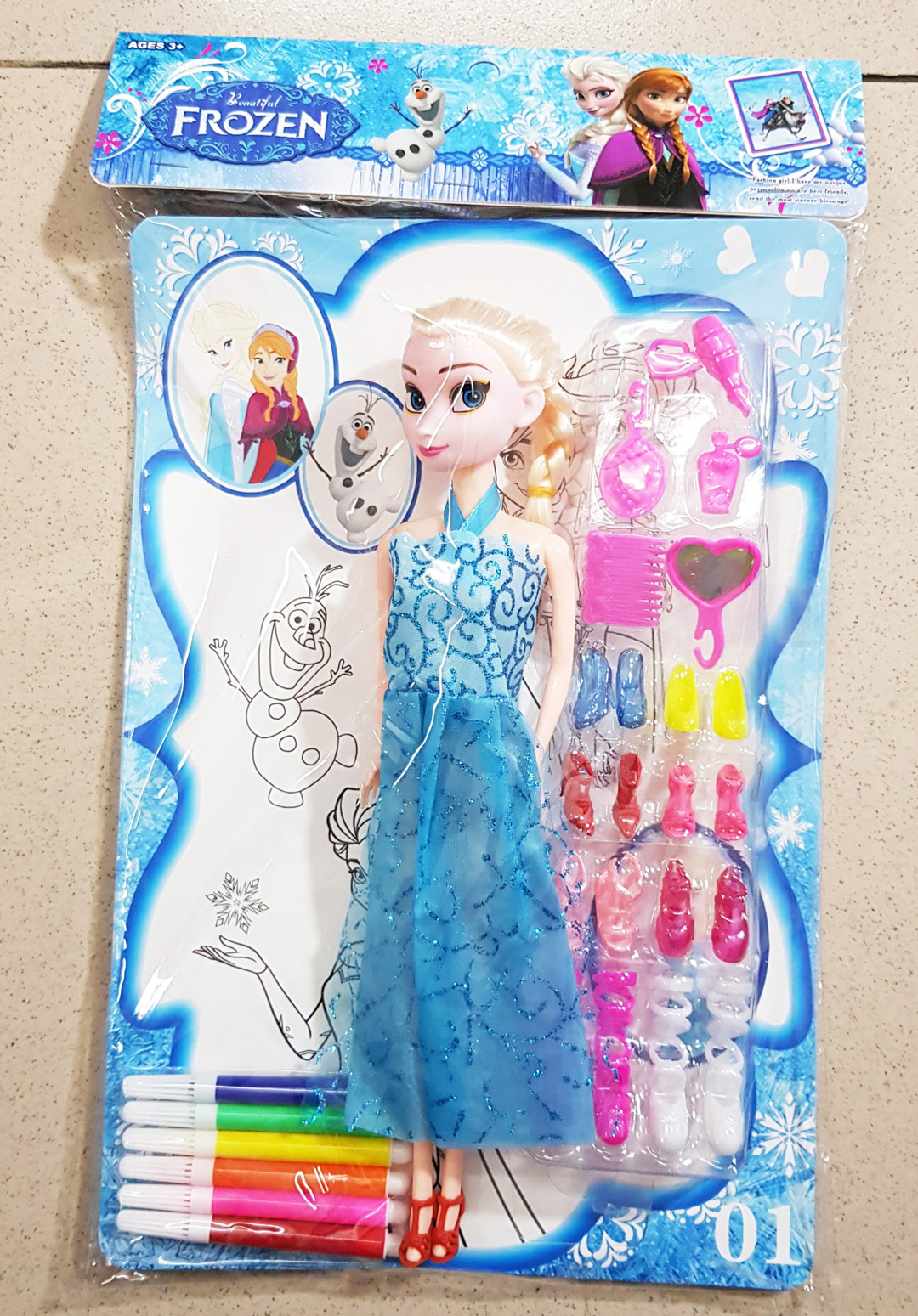 Bộ Đồ Chơi Búp Bê Elsa Kèm Phụ Kiện Giày Và Tô Màu